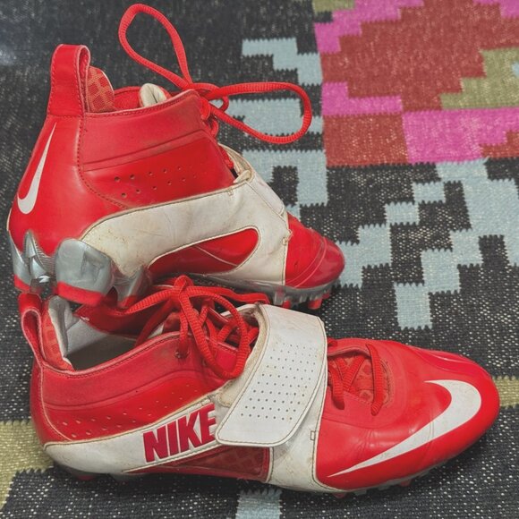 NIKE Huarache Lacrosse Cleats, Red/White, US Men's 11, Circa 2012-2013 - Picture 6 of 15